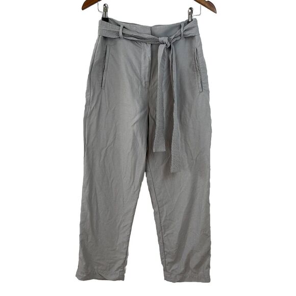 Wilfred Pants - Wilfred 4 Jallade‎ Gray Linen Trousers Pants Tie Waist Crop Belted